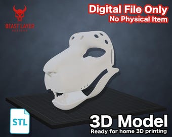 Disfraz de león Kig con mandíbula móvil, base para cabeza, archivo STL, impresión 3D, bricolaje, Kemono, cosplay, disfraz de animal, Kigurumi, artesanía peluda, Fursona, cosplay
