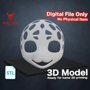 Round Eye Fursuit Furry Head Base STL File 3D Print DIY Kemono Cosplay Mask Template for Costume Making Kigurumi Style Fursona Helmet Craft