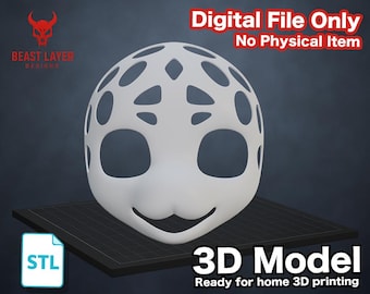 Round Eye Fursuit Furry Head Base STL File 3D Print DIY Kemono Cosplay Mask Template for Costume Making Kigurumi Style Fursona Helmet Craft