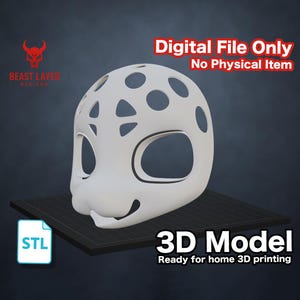 Ventilated Fursuit Head Base STL File for 3D Print DIY Lightweight Kemono Cosplay Animal Mask Template Kigurumi Furry Craft Fursona Helmet