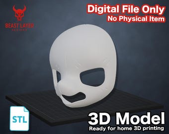 Base para cabeza de disfraz de ratón Bad Mice, archivo STL para nariz y ojos - Máscara de cosplay Kemono (descarga digital)