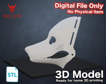 Cabeza de disfraz de perro K9 realista con calavera canina, base STL para impresión 3D, hocico alargado, casco DIY, cosplay, estilo Kemono, patrón digital, Fursona DIY