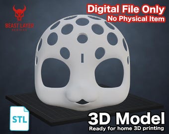Harige kemono fursuit hoofd basis Kig STL bestand DIY 3D print digitale download cosplay masker helm patroon voor Fursona kat vos anime kigurumi