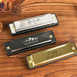 Harmonica Personalized Stainless Steel, Groomsmen, Kids Gifts, Ring bearer, Gifts for Men, Ring Security, Officiant, Birthday, Christmas