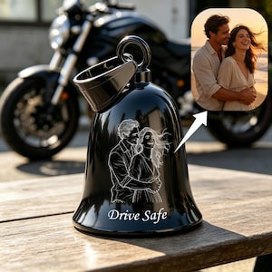 Custom Photo Guardian Motorcycle Bell, Personalized Stainless Steel Motorcycle Bell,Unique Biker Gift for husband,Gift for boy friend