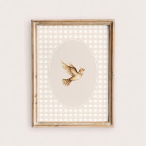 Bird Nursery Printable Wall Art Vintage Animal Digital Download Beige Dove Kids Room Decor Gender Neutral Nursery Print Instant Download