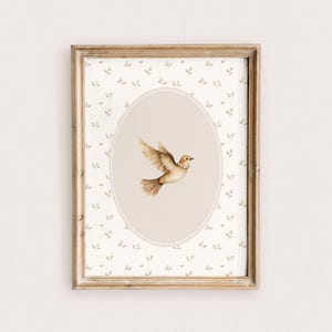 Bird Nursery Printable Wall Art Vintage Animal Digital Download Beige Dove Kids Room Decor Gender Neutral Nursery Print Instant Download