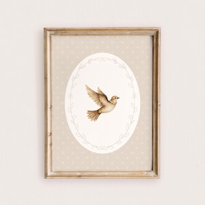 Bird Nursery Printable Wall Art Vintage Animal Digital Download Beige Dove Kids Room Decor Gender Neutral Nursery Print Instant Download