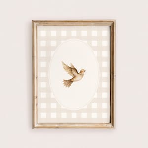 Bird Nursery Printable Wall Art Vintage Animal Digital Download Beige Dove Kids Room Decor Gender Neutral Nursery Print Instant Download