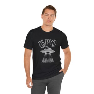 UFO Graphic Tee, Alien T-Shirt for UFO Lovers, Fun Casual Wear, Gift for Sci-Fi Fans, Unisex Jersey Short Sleeve Shirt