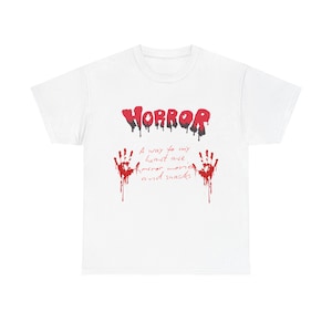 Horror Graphic Tee, Spooky Shirt for Halloween, Horror Lovers Gift, Unisex Cotton T-Shirt, Creepy Costume Apparel