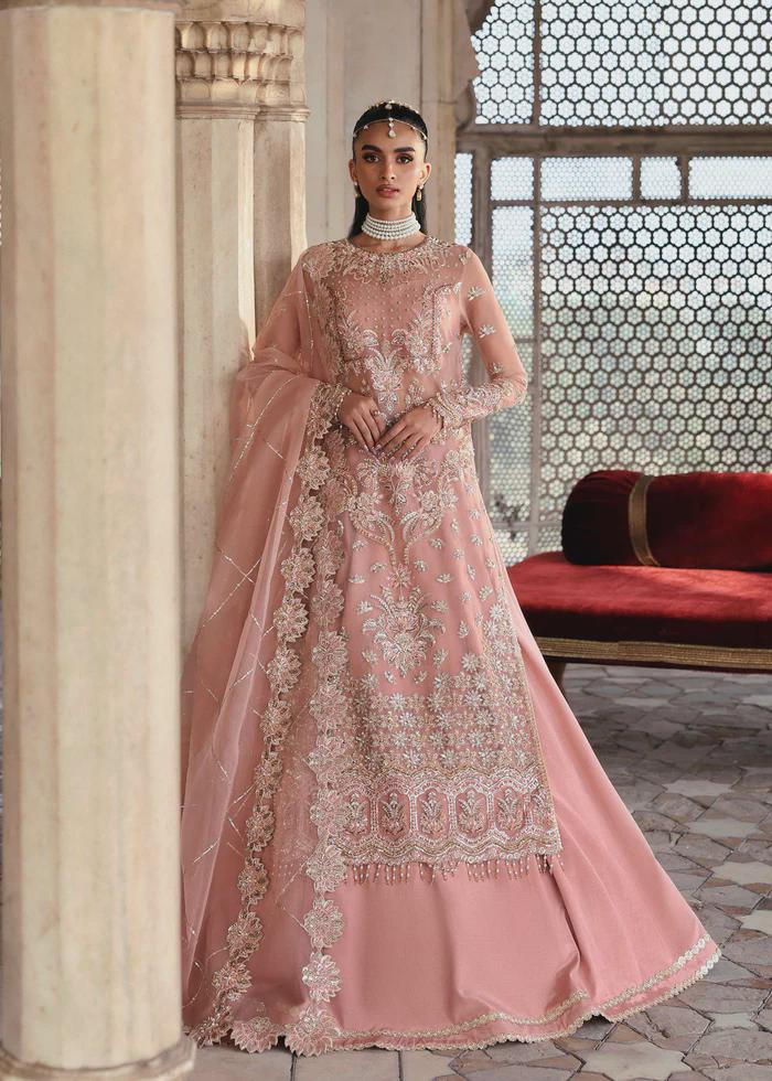 pink embroidered wedding dress Pink Embroidered Anarkali Wedding Dress, Indian Lehenga Choli
