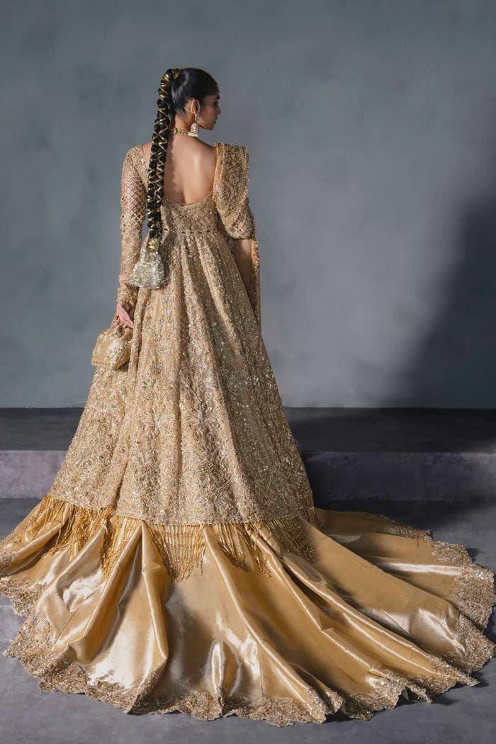 slim fit dress slacks Pakistani Bridal Gown With Dull Gold Embroidered Work – BridalLehenga