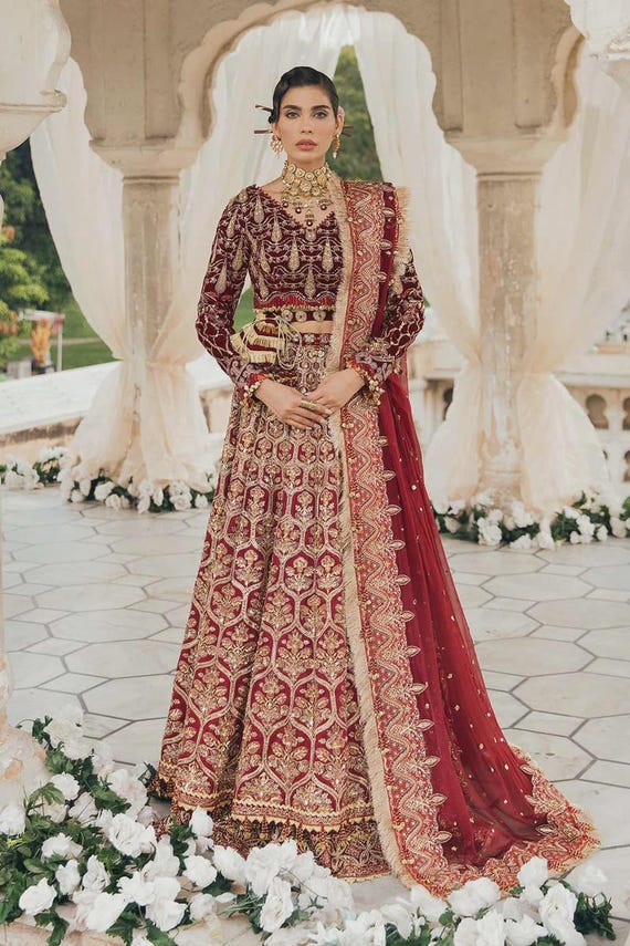 Handmade Organza Nikkah Dress, Pakistani Wedding Salwar Kameez