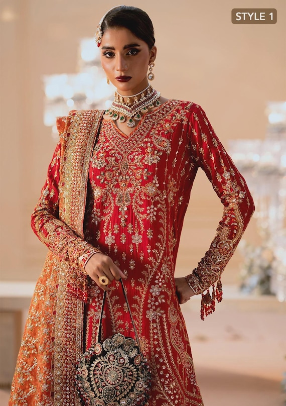 bridal long anarkali dress High low Bridal Anarkali gown