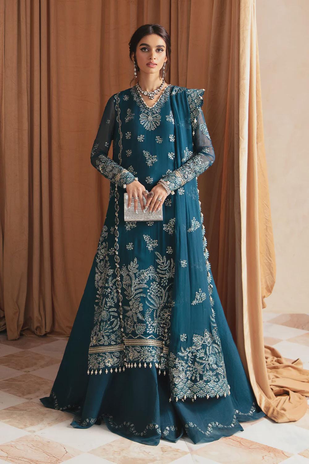 Chiffon Embroidered Bridal Dress