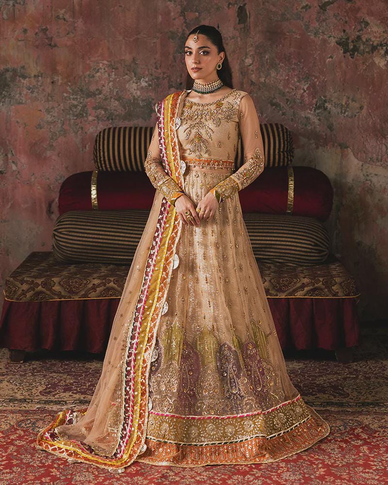 golden silk dress pakistani Gown silk outfits