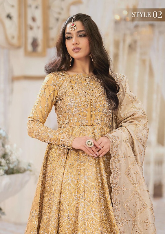 Yellow Embroidered Nikka Dress, Indian Lahanga Choli, Strapless Wedding Gown  - Etsy