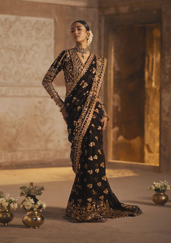 velvet dress for engagement Black Velvet Dress for Engagement Nikka & Barat, Indian Lahanga Choli  Wedding Dress, Embroidered Salwar Kameez With Dupatta Outfits Ak