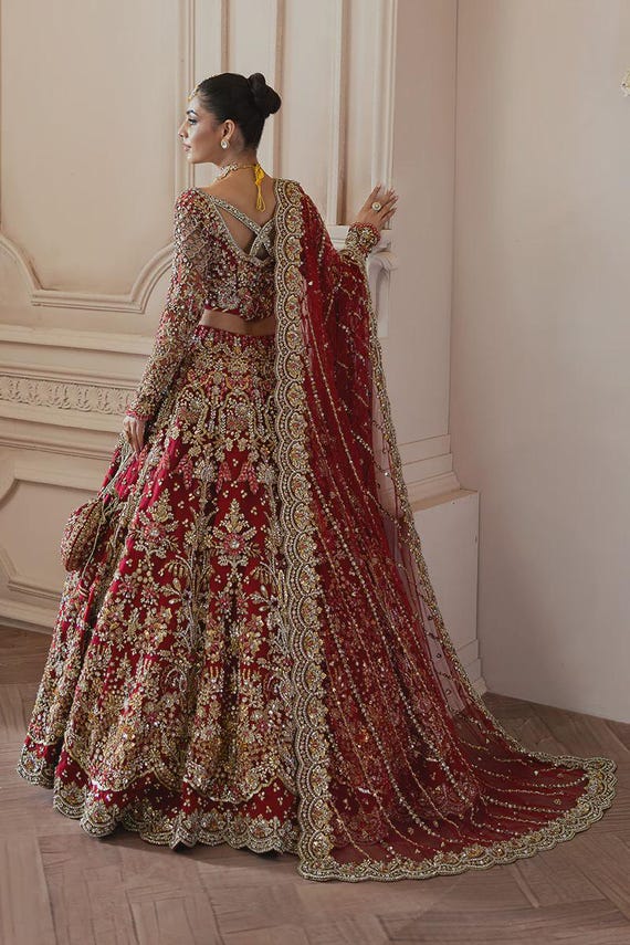 Embroidered Net Pakistani Wedding Dress, Bridal Maxi Gown - Etsy Israel