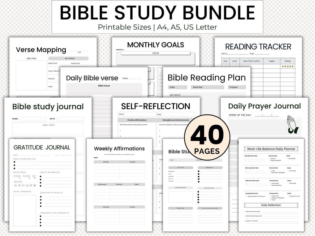 Bible Study Planner Printable: Scripture Journal, Reading Tracker ...