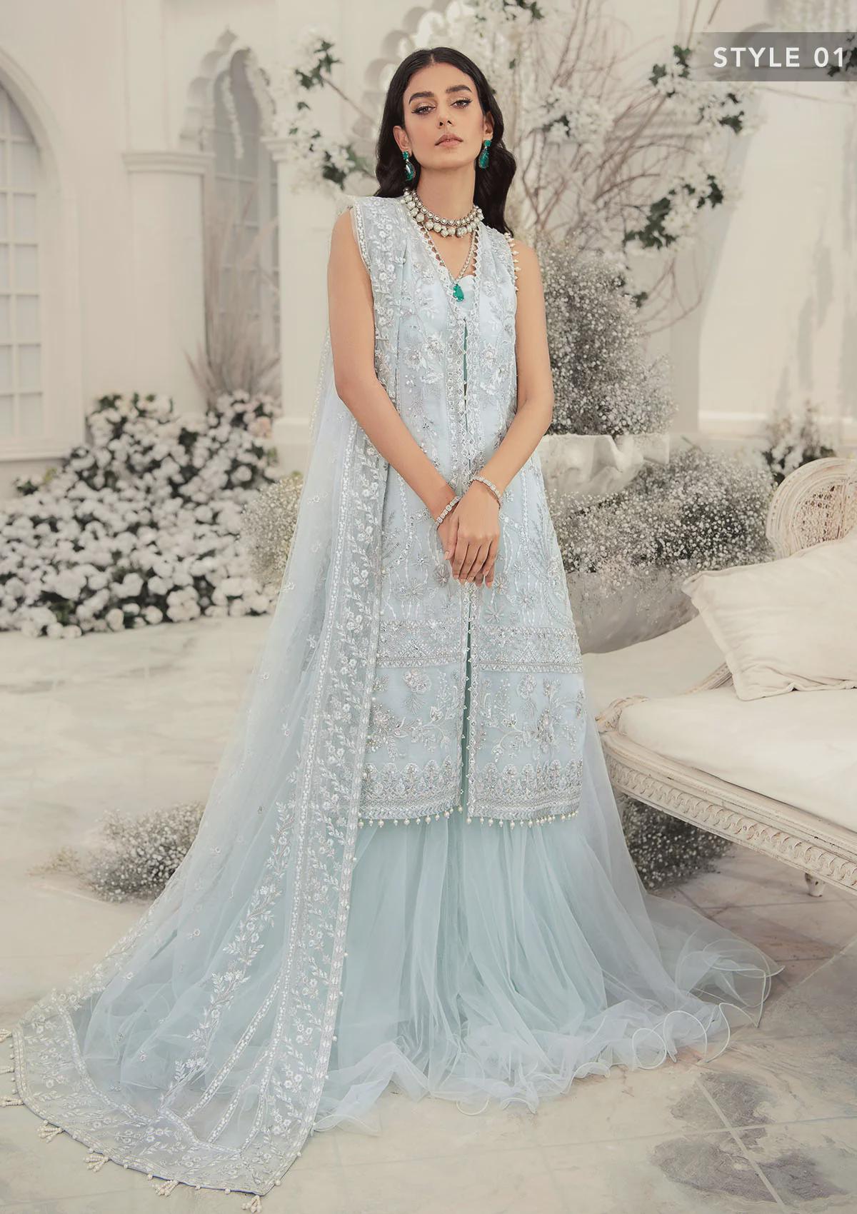 blue and white camo wedding dress ACONITUM in Blue, an A-Line Ombrè Color Wedding Dress in Silk – Larimeloom