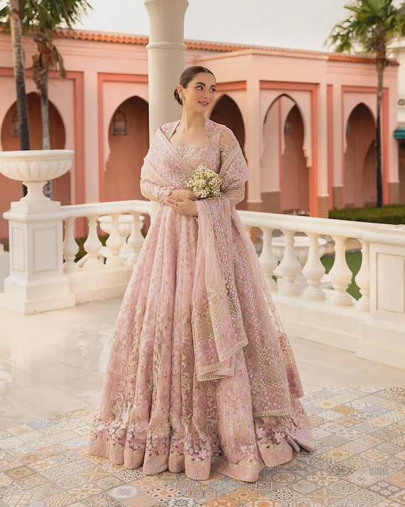 Indian Long Sleeves Embroidered Wedding Mexi Dress, Walima Pakistani Wedding  Lehanga Choli Dress, Handmade Work Reception Bridal Dress - Etsy