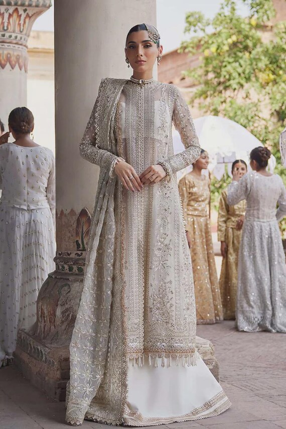 organza indian wedding dress Buy White pure organza silk Indian wedding lehenga in UK, USA and Canada