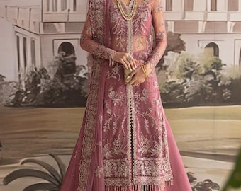 Vestido de novia pakistaní bordado, vestido largo de red, atuendo para Nikkah