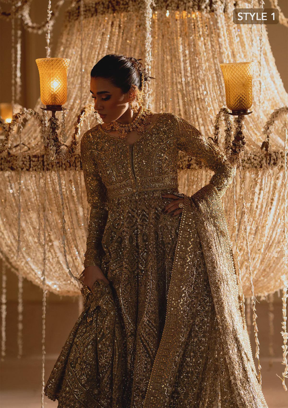 golden maxi dress pakistani Mustard Organza Maxi Dress: Pakistani Wedding Gown, Hand Embellished