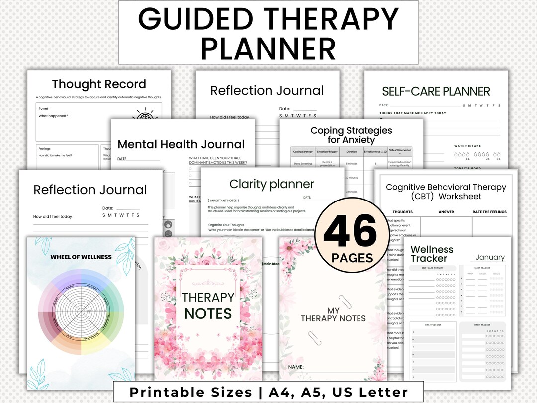 Therapy Journal Bundle Printable, Therapy Notes, Therapy Worksheet ...