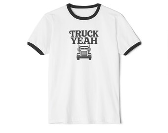 Truck Yeah Ringer, T-shirt en coton unisexe, cadeau parfait pour les amateurs de camions, vêtement unique pour les vacances, tenue décontractée et style de tous les jours