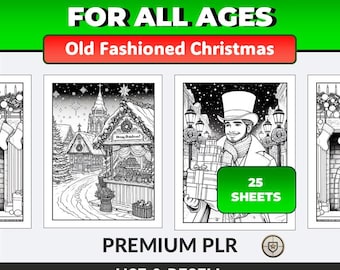 Libros para colorear PLR Páginas para colorear para adultos Navidad para todas las edades Colorear para adultos Productos digitales PLR y Mrr Contenido PLR Descarga PLR