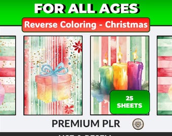 Libro para colorear de Navidad para adultos con derechos PLR. Páginas para colorear para adultos. Productos digitales. Revender con derechos PLR.