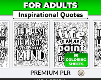 Libro para colorear para adultos: 50 hojas para colorear con citas inspiradoras (productos digitales PLR y MRR), libro para colorear para adultos con derechos de reventa.