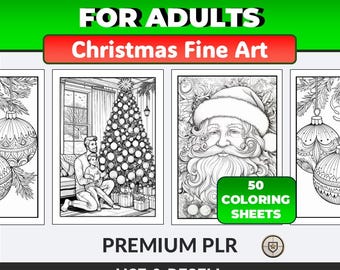 Christmas Coloring Sheets for Adults (PLR Digital Products & MRR), Create Your Own Bundle, Coloring Book for Adults (50 Sheets)