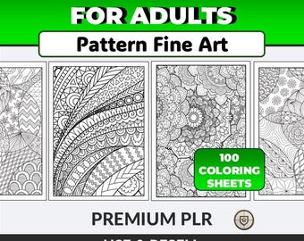 Coloring Pages Adults: Pattern Coloring Sheets (PLR Digital Products & MRR). Create Your Own Bundle, Pattern Coloring Book for Adults.