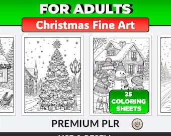PLR Navidad PLR Vacaciones Productos digitales Páginas para colorear listas para vender para adultos Libro para colorear para adultos MRR Imprimibles para revender