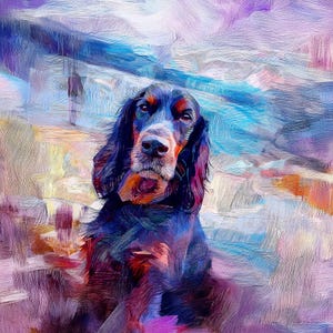 Gordon Setter Digital Art Print – Colourful Painterly Dog Portrait | Instant Download | Abstract Pet Wall Art