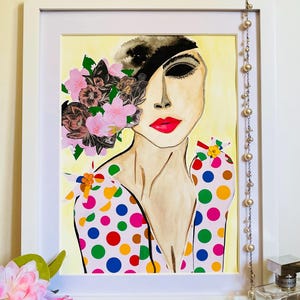 ANNA - Original 9x12 inch artwork on paper, Mixed media portrait with Collage