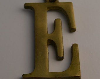 Vintage Letter Initial Brass Key Chain Keychain - E