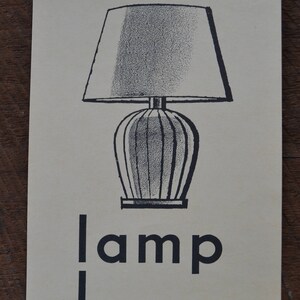 Vintage jaren 1950 educatieve ephemera scrapbooking grote foto print flash card - lamp