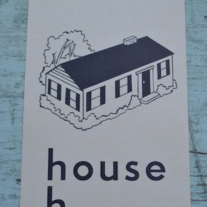 Vintage Large Flash Card Flashcard Phonics Ephemera Paper Picture - House