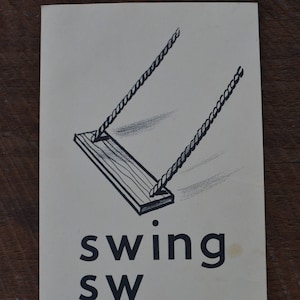 Tarjeta didáctica con imágenes grandes para álbumes de recortes, material didáctico vintage de los años 50 - Swing