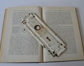 Chippy White Antique Vintage Salvage Architectural Brass Floral Design Door Plate Escutcheon Hardware
