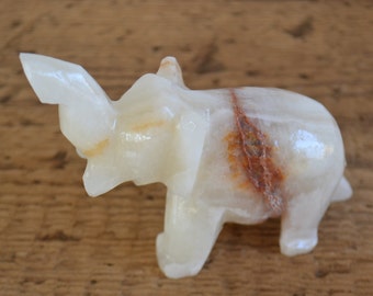 Seven Hand Carved Tiny Marble Elephants Egypt