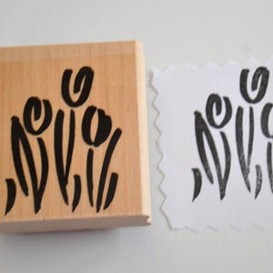 Flower Floral Tulips Wood Mounted Rubber Stamp