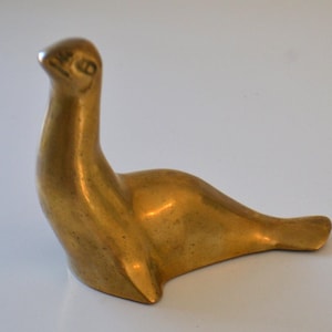 Vintage Messing Seelöwe Robbe Briefbeschwerer Figur Wohnkultur