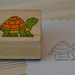 Schildkröte Auf Holz montierter Stempel