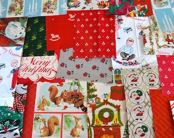 Vintage Mini Christmas Holiday Wrapping Paper Scrap Pack | Journal Supply | Scrapbooking Paper | Mixed Media Assorted Lot of 30